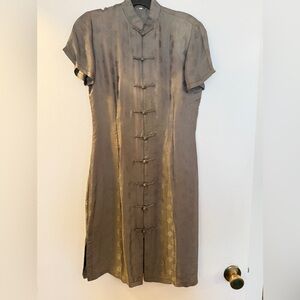 Vintage Silk Brownish Gold Women's Dress